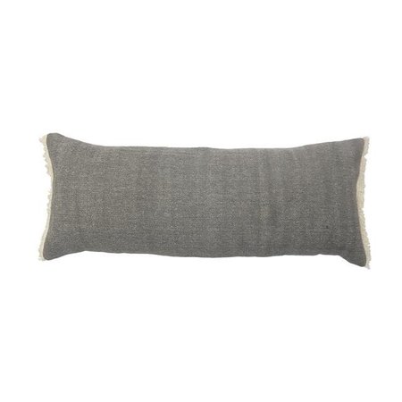 LR HOME LR Home PILLO07529CRG1230 Charcoal Gray Solid Fringed Rectangle Throw Pillow - 14 x 36 in. PILLO07529CRG1230
